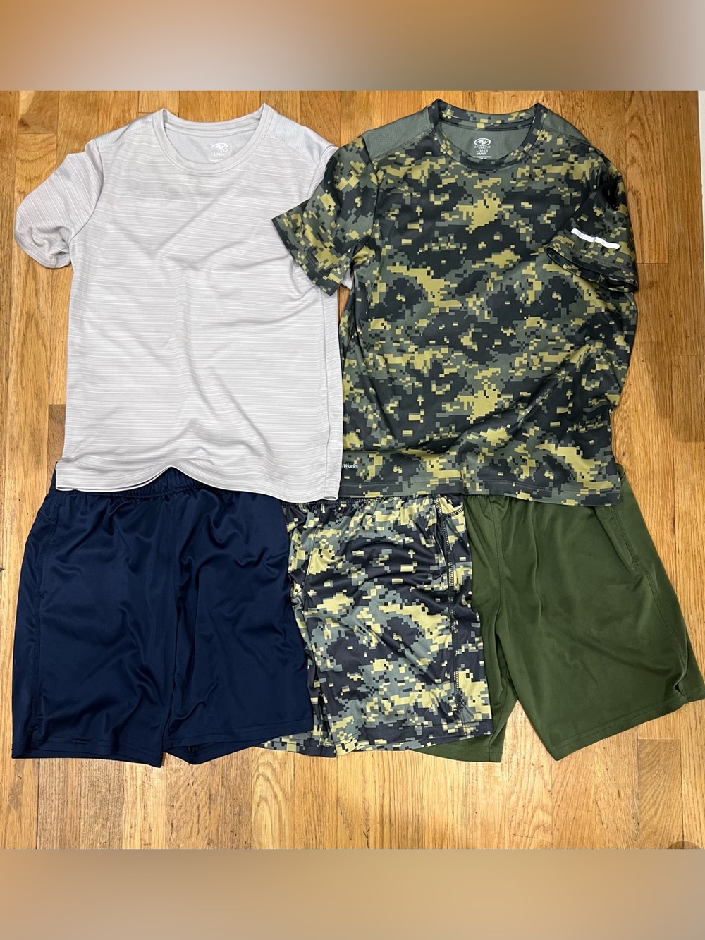 Athletic Works Boys Athletic Tee & Shorts Bundle -  Camo & Solid Colors
